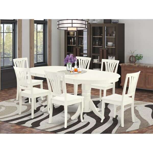 East West Furniture 7 Piece Vancouver Dining-room Set - Linen White VAAV7-LWH-W - main